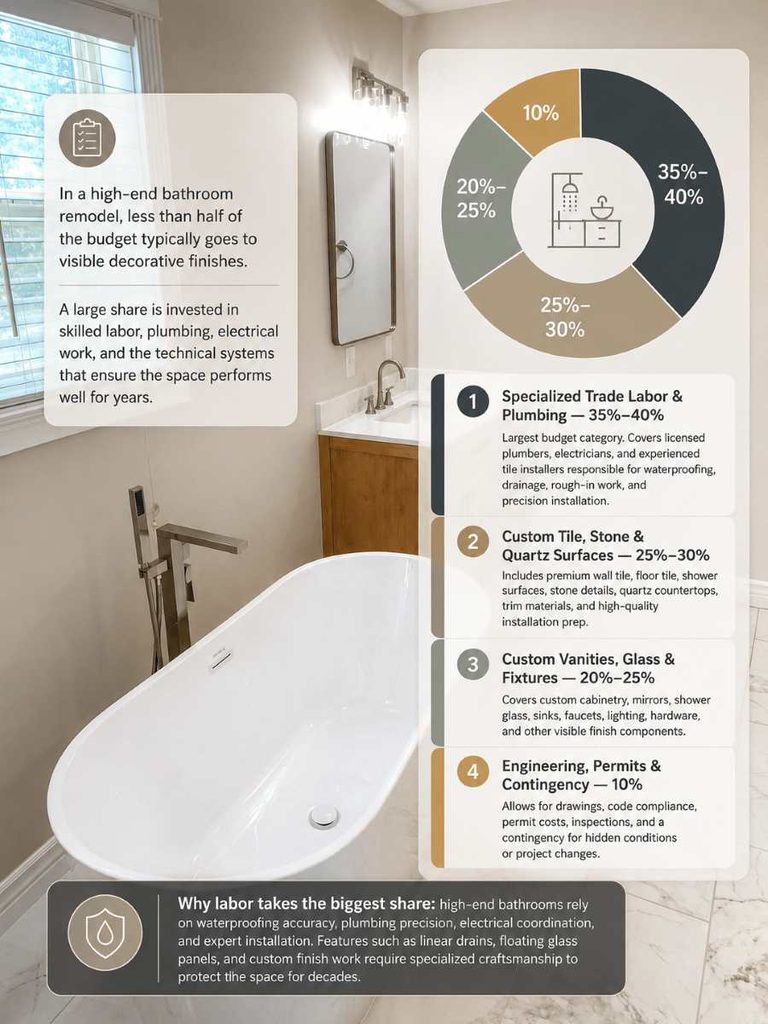 Where does the money actually go in a high end bathroom budget