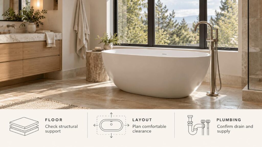 Freestanding tub installed in a luxury bathroom remodel in Idaho Falls, Idaho