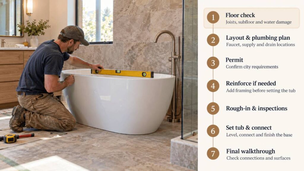Freestanding tub installed in a luxury bathroom remodel in Idaho Falls, Idaho
